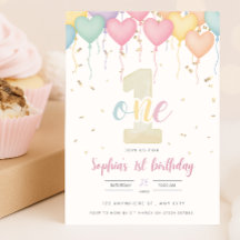 First Birthday Invitation - Pastel 5x7