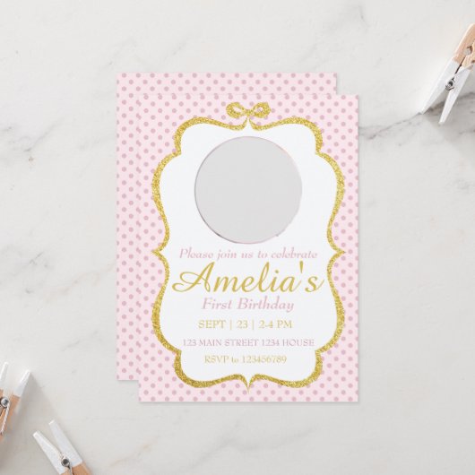 First Birthday Invite 招待状 (正面/裏面インサイチュ)