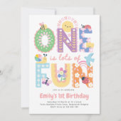 First Birthday Invite Girl, One is lots of Fun 招待状 (正面)