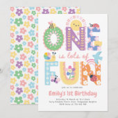 First Birthday Invite Girl, One is lots of Fun 招待状 (正面/裏面)