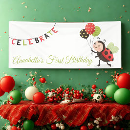 First Birthday Ladybug Banner 横断幕