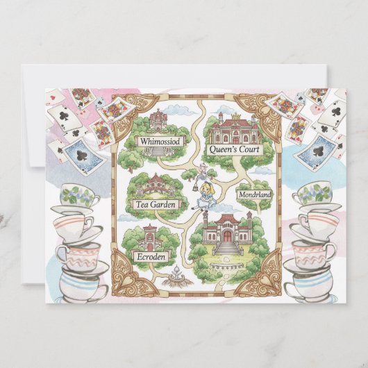 First Birthday ONEderland Wonderland Theme Invite 招待状 (裏面)