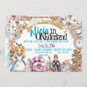 First Birthday ONEderland Wonderland Theme Invite 招待状 (正面/裏面)