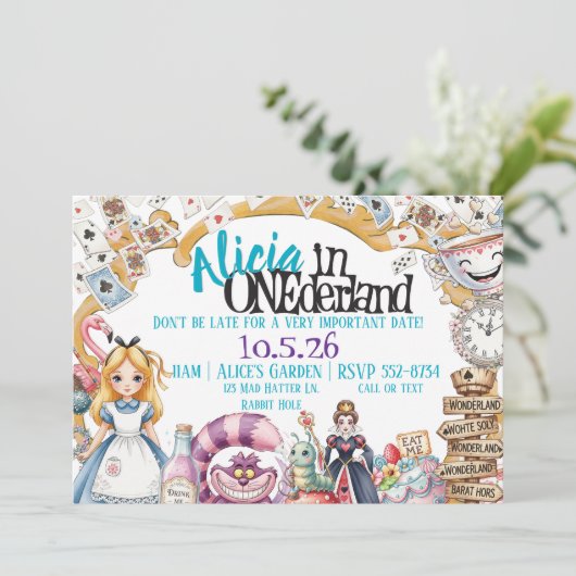 First Birthday ONEderland Wonderland Theme Invite 招待状 (スタンド正面)