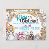 First Birthday ONEderland Wonderland Theme Invite 招待状 (正面/裏面)