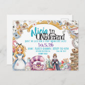 First Birthday ONEderland Wonderland Theme Invite 案内ポストカード (正面/裏面)