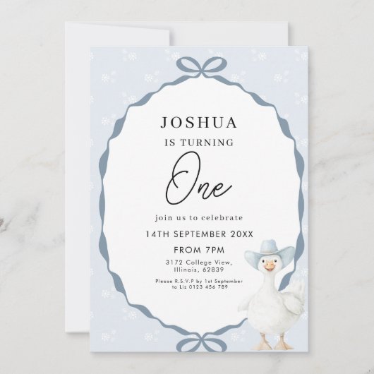 First Birthday Party Cute Duck 招待状 (正面)