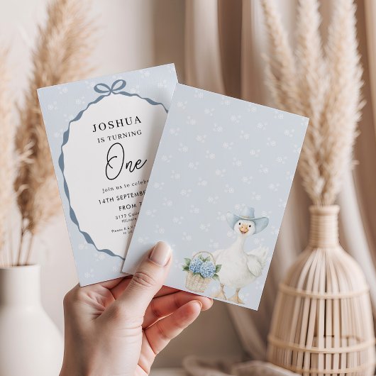 First Birthday Party Cute Duck  招待状