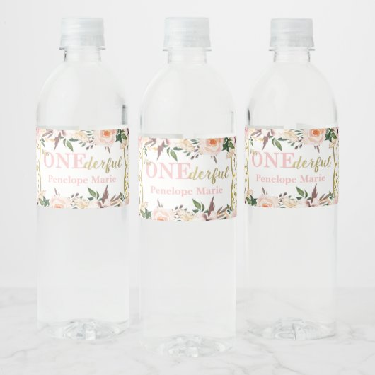 First Birthday Party Water Labels, Boho ペットボトルラベル (ボトル)