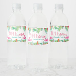 First Birthday Party Water Labels, Flamingos ペットボトルラベル