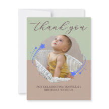 First Birthday Photo Shooting Star Thank You Card