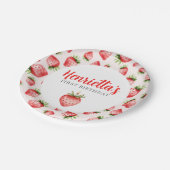 First Birthday Strawberry Watercolor Party Plates ペーパープレート (アングル)