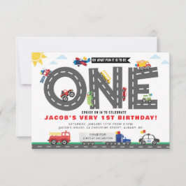 First Birthday Transportation Invitation 招待状