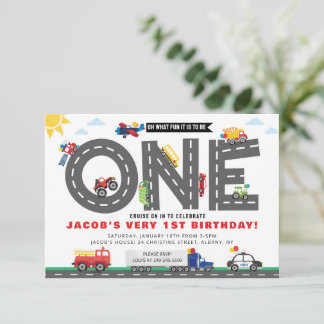 First Birthday Transportation Invitation 招待状