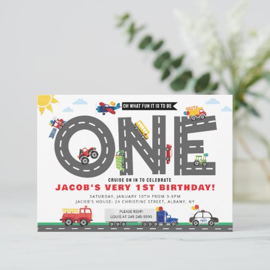 First Birthday Transportation Invitation 招待状 (スタンド正面)