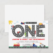 First Birthday Transportation Invitation 招待状 (正面/裏面)