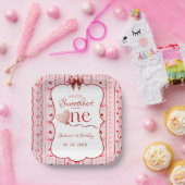 First Birthday valentine baby birthday party ペーパープレート (パーティー)