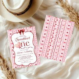 First Birthday valentine baby birthday party 招待状