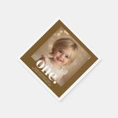 First Bithdayフォトアクリルサイン入りブラウン スタンダードカクテルナプキン (角)