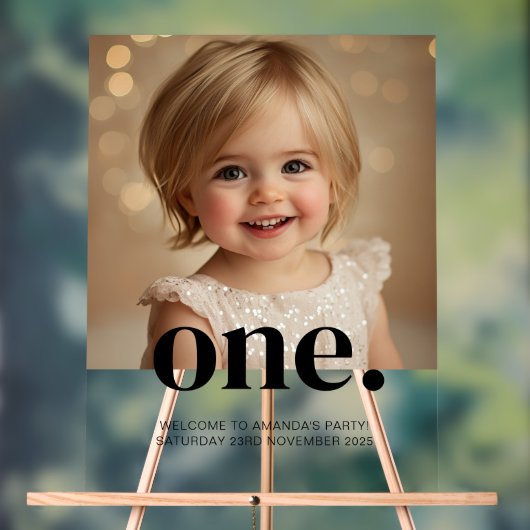 First Bithdayフォトアクリルサイン入りブラウン&ホワイト アクリルサイン (ニュートラル)