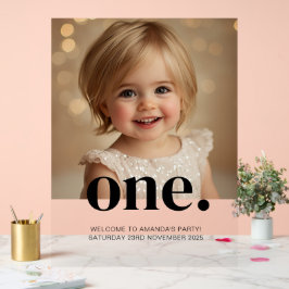 First Bithdayフォトアクリルサイン入りブラウン&ホワイト アクリルサイン