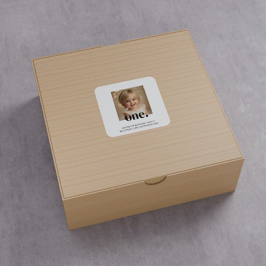 First BithdayフォトアクリルサインBlack & White スクエアシール