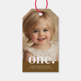 First Bithdayフォトギフトラベルinブラウン&ホワイト ギフトタグ