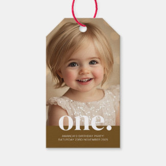 First Bithdayフォトギフトラベルinブラウン&ホワイト ギフトタグ