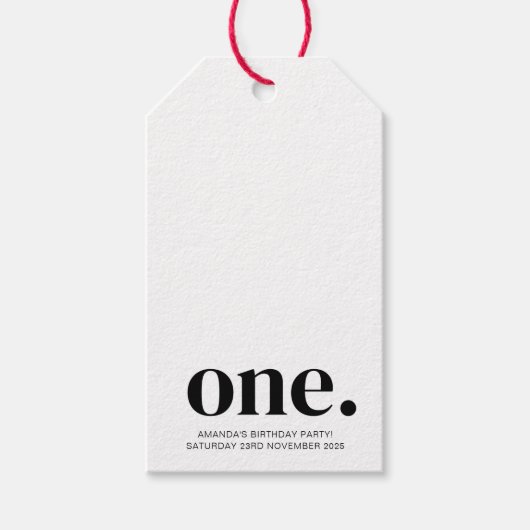 First Bithdayフォトギフトラベルin白黒 ギフトタグ (正面)