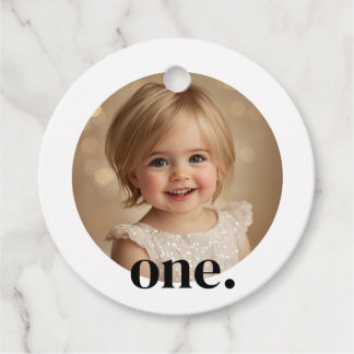 First Bithdayフォトメッセージカードイン白黒 フェイバータグ