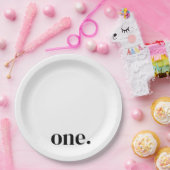 First Bithdayフォト紙プレートイン白黒 ペーパープレート (パーティー)