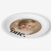 First Bithdayフォト紙プレートイン白黒 ペーパープレート (アングル)