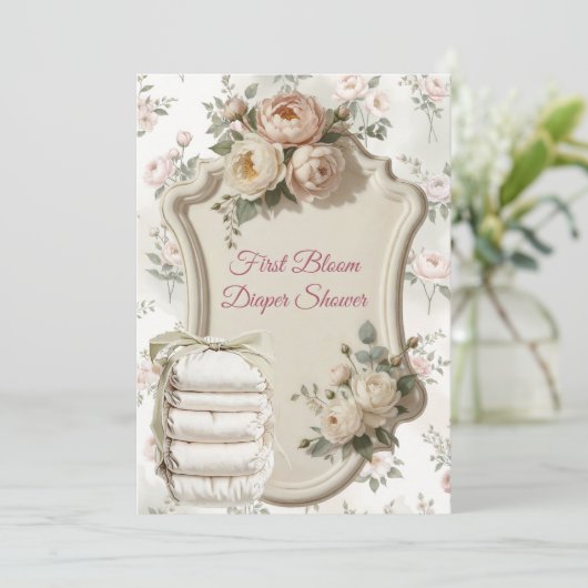 First Bloom Diaper Shower Invitation 招待状 (スタンド正面)