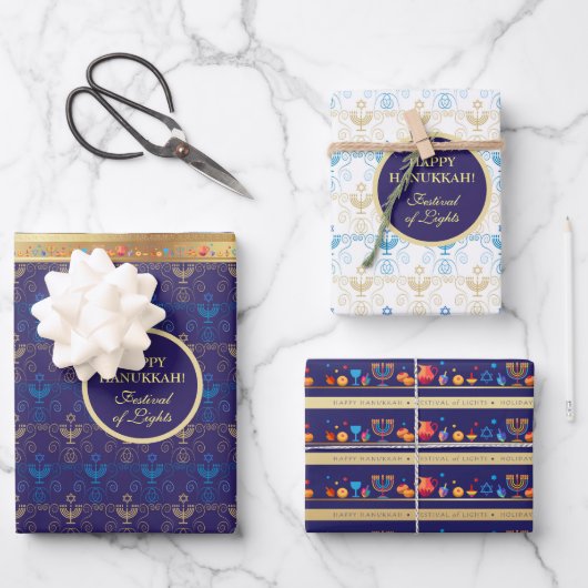 First Candle of Hanukkahフェスティバルof Lightsパーティー ラッピングペーパーシート (正面)