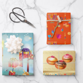 First Candle of Hanukkahライトフェスティバルパーティー ラッピングペーパーシート