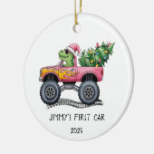 First Car Personalized Dinosaur Monster Truck セラミックオーナメント (左)