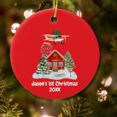 First Christmas Airplane Tree Pilot Boy セラミックオーナメント