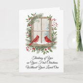 First Christmas Alone Winter Scene With Red Cardin カード (正面)