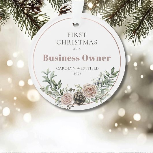 First Christmas as a Business Owner Name Year オーナメント