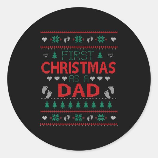 First Christmas As A Dad Funny Matching Xmas New D ラウンドシール (正面)