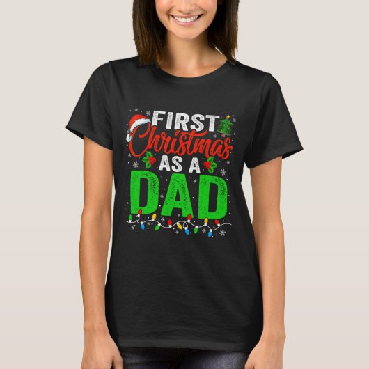 First Christmas As A Dad Xmas Lights New Dad Chris Tシャツ (正面)