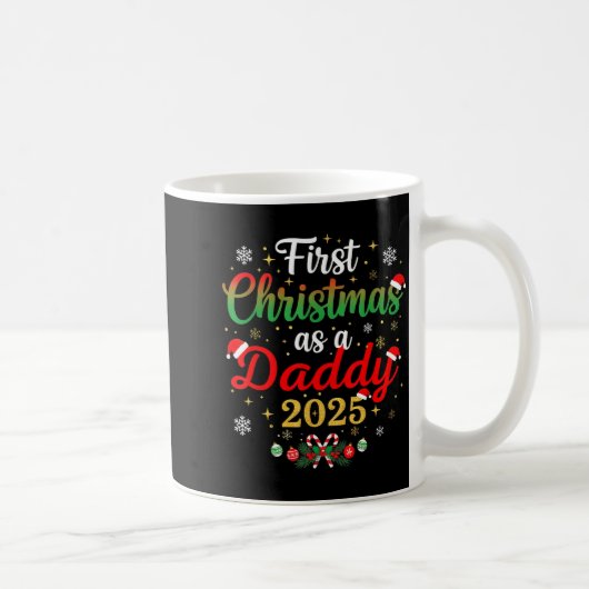 First Christmas As A Daddy 2025 New Dad Xmas  コーヒーマグカップ (右)