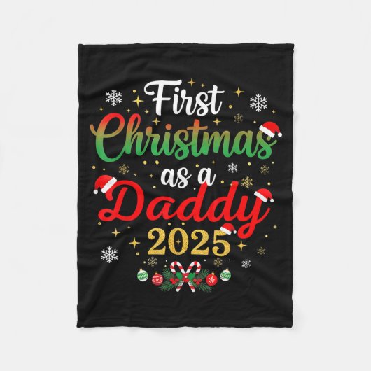 First Christmas As A Daddy 2025 New Dad Xmas  フリースブランケット (正面)