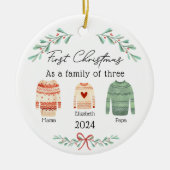First christmas as a family of 3 Ornament セラミックオーナメント (正面)