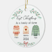 First christmas as a family of 3 Ornament セラミックオーナメント (左)