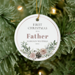 First Christmas as a Father Name Year セラミックオーナメント