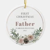 First Christmas as a Father Name Year セラミックオーナメント (正面)