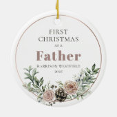 First Christmas as a Father Name Year セラミックオーナメント (裏面)