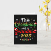 First Christmas As A Grandma 2025 New Mommy Xmas  カード (黄色い花)