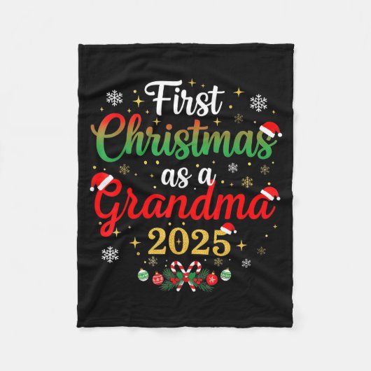 First Christmas As A Grandma 2025 New Mommy Xmas  フリースブランケット (正面)